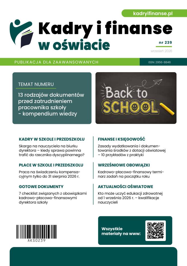 Kadry i Finanse w Oświacie nr 239 wrzesień 2026
