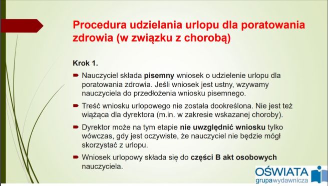 E-szkolenie: Urlop dla poratowania zdrowia. Część 2. Procedura udzielania urlopu