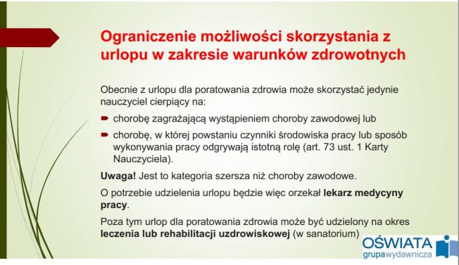 E-szkolenie: Urlop dla poratowania zdrowia. Część 1. Nowe przesłanki udzielania urlopu