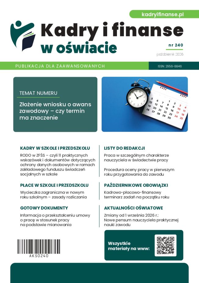 Kadry i Finanse w Oświacie nr 240 październik 2026